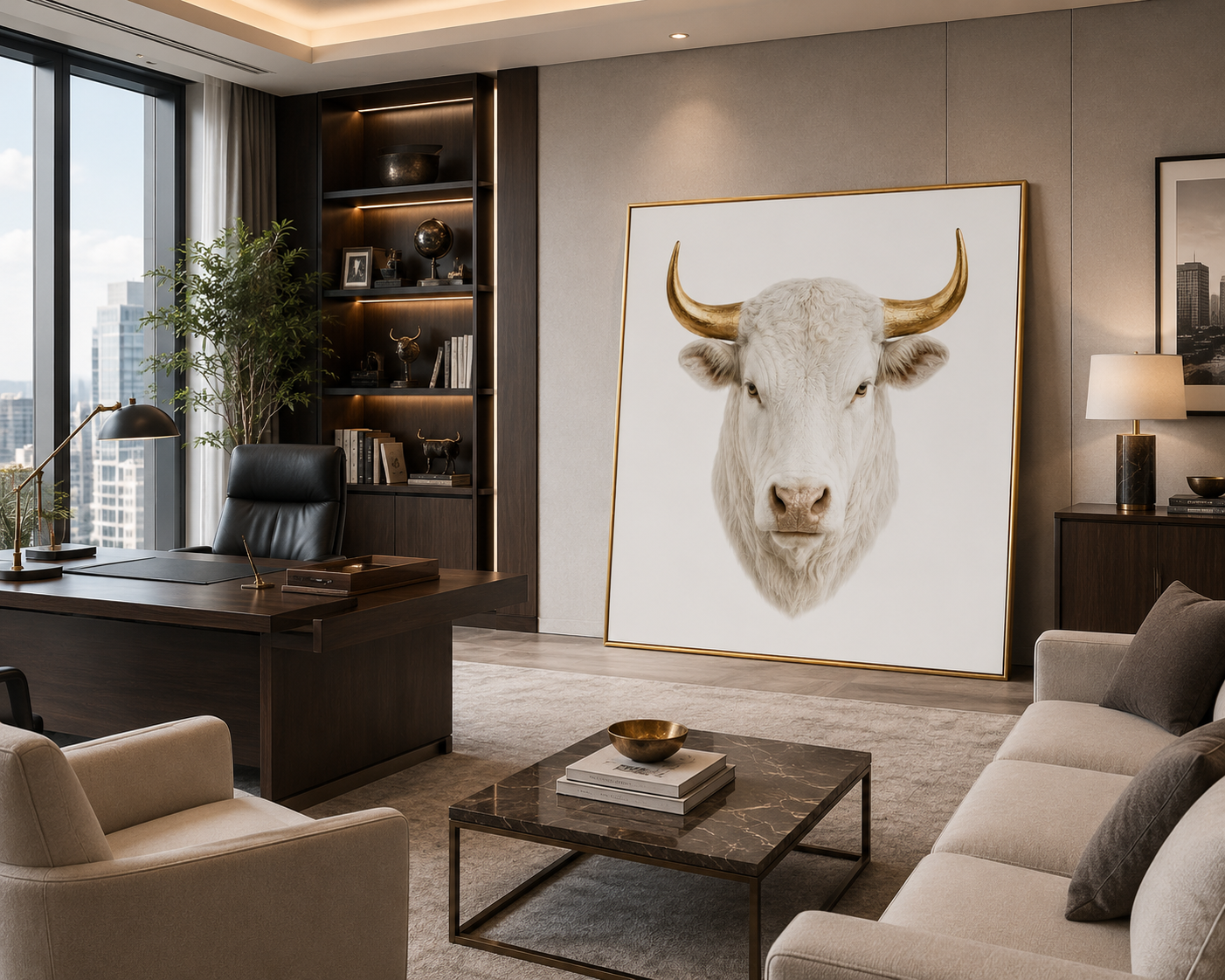 Digital Print Wall Art Bull WHITE
