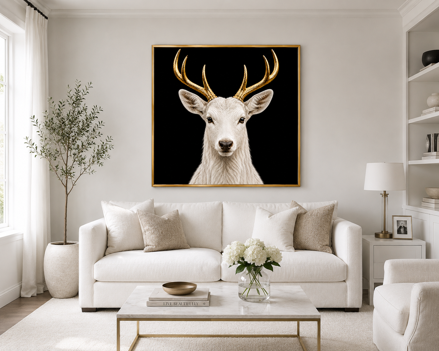 Digital Print Wall Art Deer BLACK