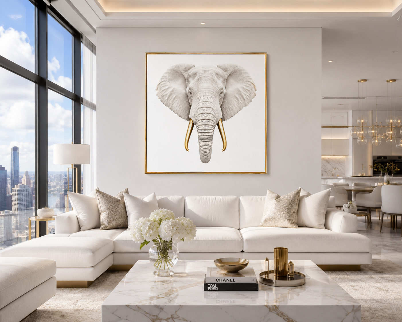 Wall Art Elephant WHITE